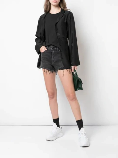 Shop Alexander Wang Frayed-hem Denim Shorts In Black