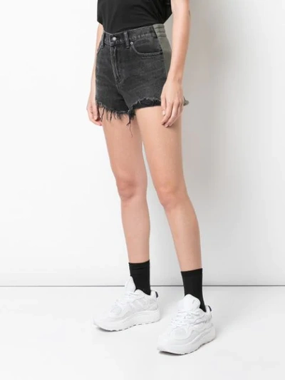 Shop Alexander Wang Frayed-hem Denim Shorts In Black