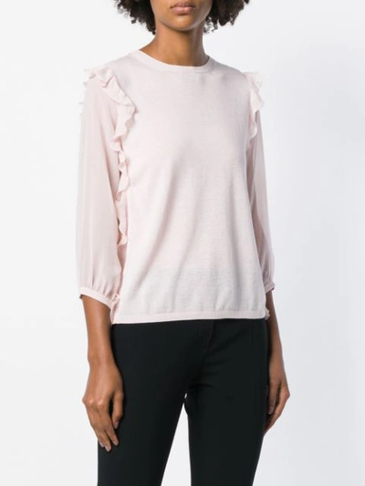 Shop Max Mara Ruffle Trim Sweater In Pink