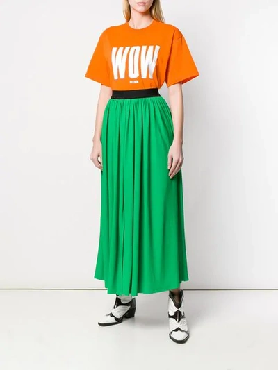 Shop Msgm Pleated Maxi Skirt In Green