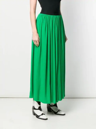 Shop Msgm Pleated Maxi Skirt In Green