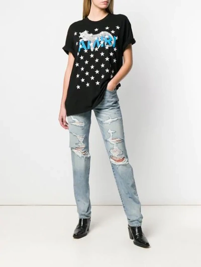 Shop Amiri Distressed Boyfriend Jeans In Blue