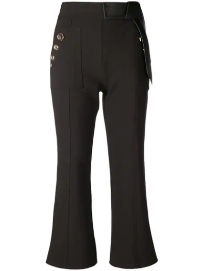 Shop Elisabetta Franchi Cropped Flared Trousers In Black