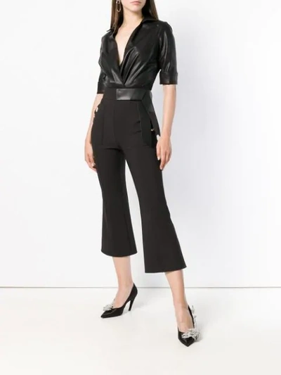 Shop Elisabetta Franchi Cropped Flared Trousers In Black