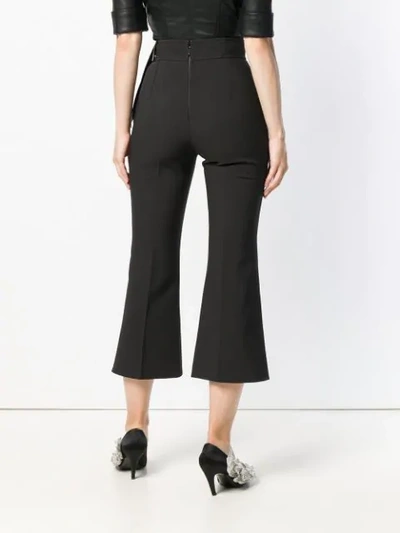 Shop Elisabetta Franchi Cropped Flared Trousers In Black