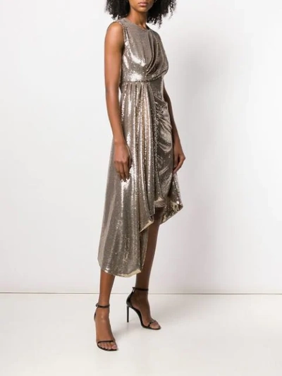 Shop Ainea Metallic Sequin Drape Dress In Gold