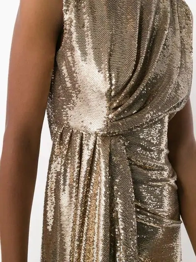 Shop Ainea Metallic Sequin Drape Dress In Gold