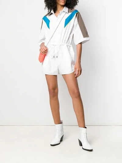 Shop Dsquared2 Colourblock Panelled Playsuit In White