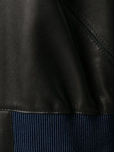 Shop Inès & Maréchal Leather Bomber Jacket In Black