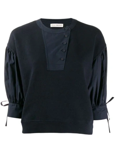Shop Ulla Johnson Button Up Sweatshirt In Blue