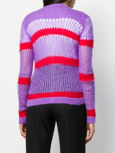 Shop Miu Miu Open-knit Cardigan - Purple