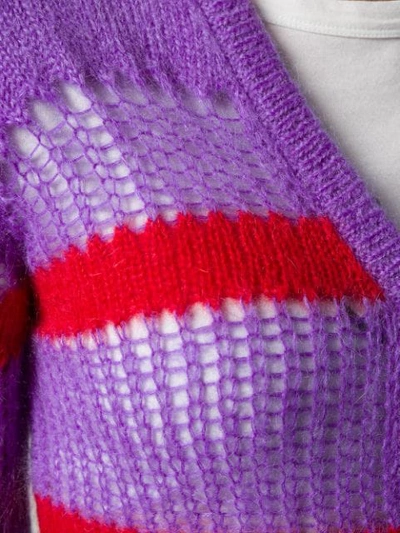 Shop Miu Miu Open-knit Cardigan - Purple