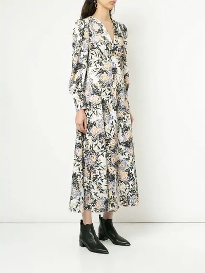 puff shoulder floral dress