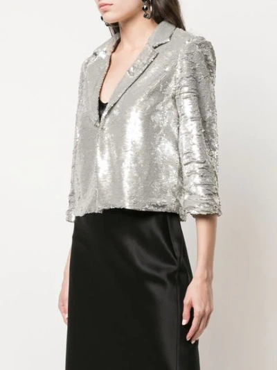 Shop Alberto Makali Embellished Fitted Blazer In Silver