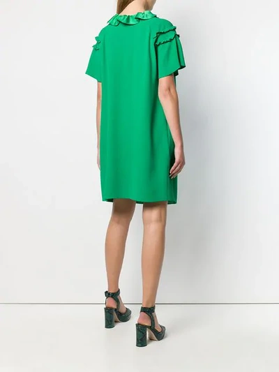 Shop Rochas Ruffled Shift Dress In Green