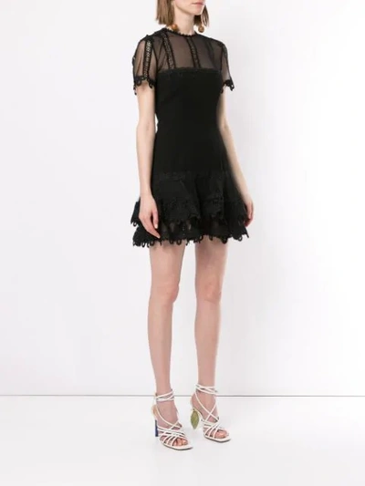 Shop Jonathan Simkhai Guipure Lace Mini Dress In Black