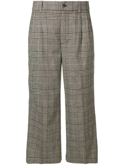 Shop Bellerose Crop Checkered Trousers In Grey
