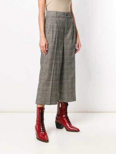 Shop Bellerose Crop Checkered Trousers In Grey