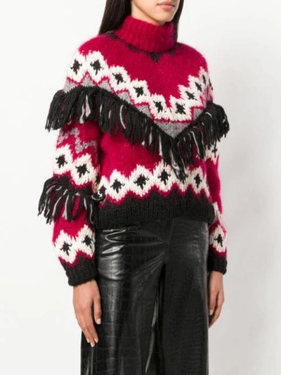 Shop Oneonone Fringe Embellished Sweater In Red