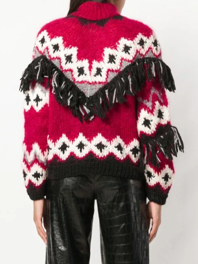 Shop Oneonone Fringe Embellished Sweater In Red