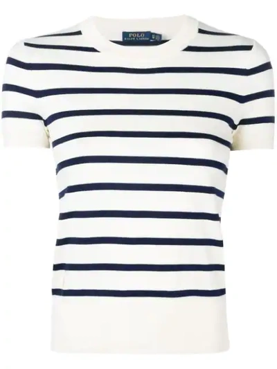 Shop Polo Ralph Lauren Striped Knitted Top In White