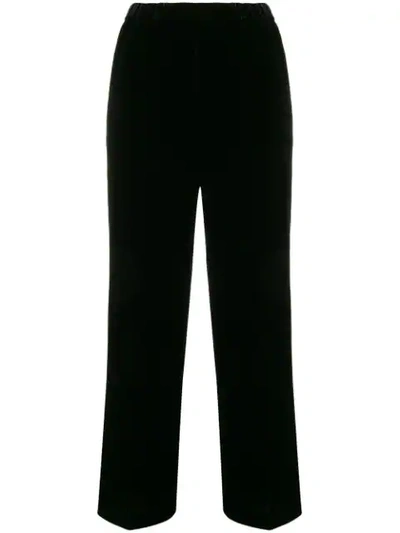 Shop Aspesi Velour Wide-leg Sweatpants In Black