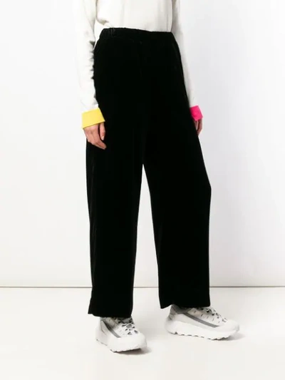 Shop Aspesi Velour Wide-leg Sweatpants In Black