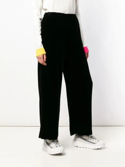 Aspesi Velour Wide-leg Sweatpants In Black