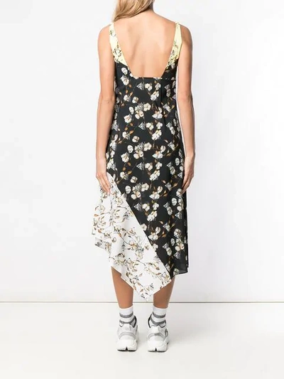 Shop Off-white Cotton Flower Print Midi Dress In Black