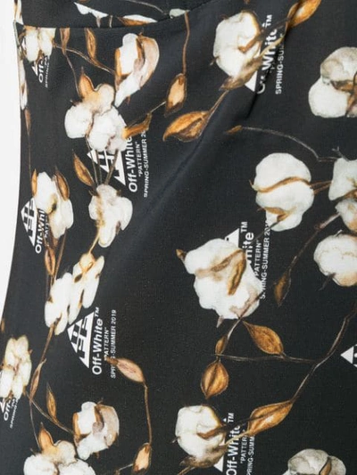 Shop Off-white Cotton Flower Print Midi Dress In Black