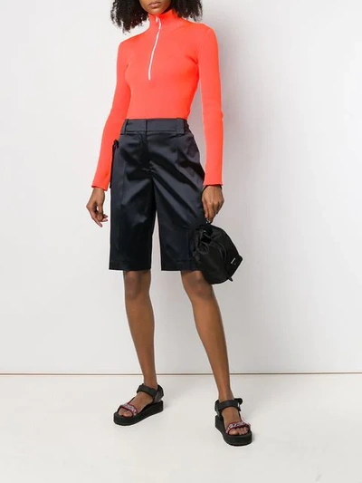 Shop Prada Bow Bermuda Shorts In Blue