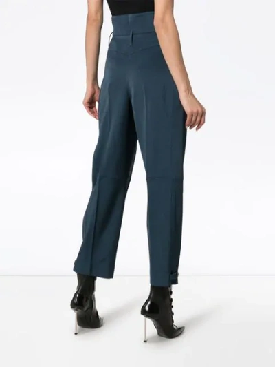 Shop Givenchy High-waisted Belted Tailored Trousers In Blue