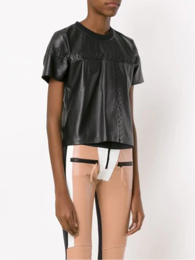 Shop Andrea Bogosian Stitching Detail Leather Blouse In Black