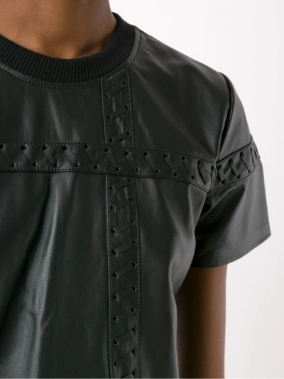 Shop Andrea Bogosian Stitching Detail Leather Blouse In Black