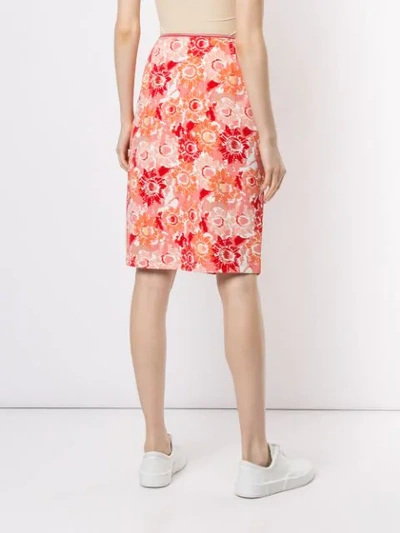 Shop Anteprima Sunflower Print Straight Skirt In Multicolour
