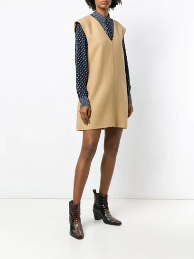 Shop Chloé V-neck Shift Dress In Neutrals
