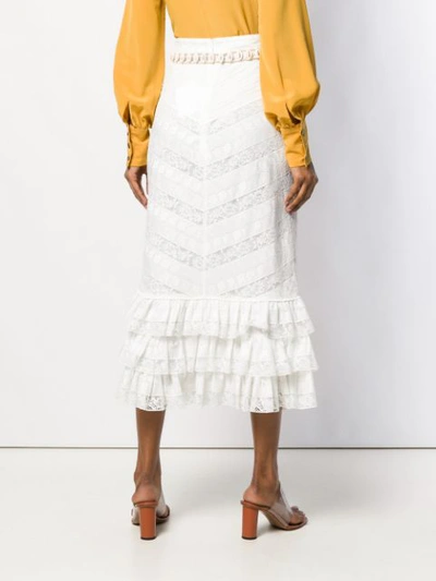 Shop Zimmermann Tiered Ruffle Skirt - White