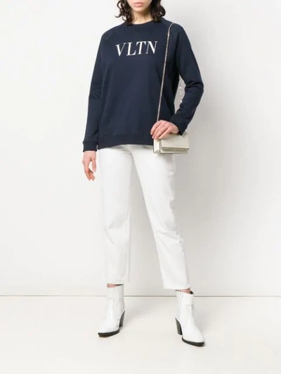 Shop Valentino Vltn Print Sweatshirt In Blue