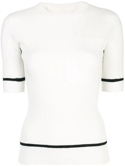 Shop Proenza Schouler Ribbed Knit Short Sleeve Crew Neck Top In Off White