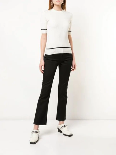 Shop Proenza Schouler Ribbed Knit Short Sleeve Crew Neck Top In Off White