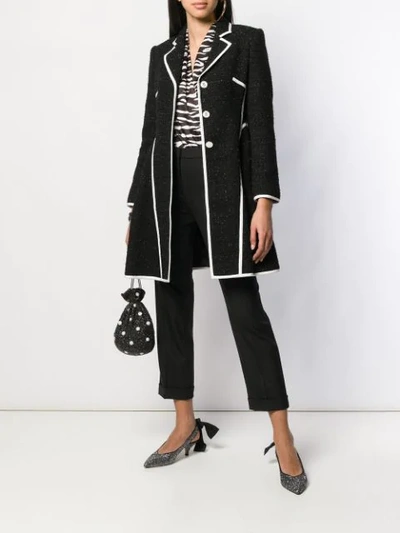 Shop Boutique Moschino Textured Tweed Jacket In Black