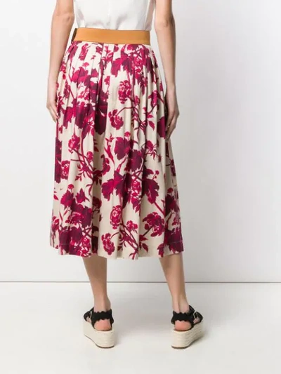 Shop Antonio Marras Pleated Floral Print Skirt In Neutrals