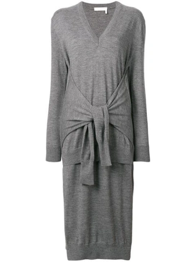 Shop Chloé Waist-tied Sweater Dress - Grey