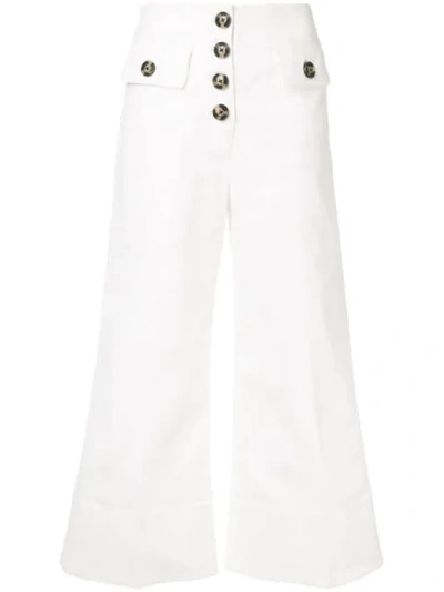 Shop Self-portrait High Waist Flared Trousers In White