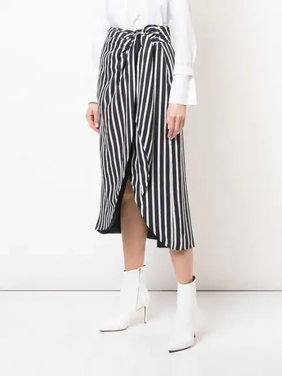 Shop Jonathan Simkhai Striped Midi Skirt In White