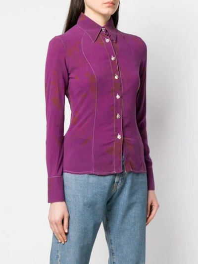 Pre-owned Versace 2000's Slim-fit Shirt In Purple