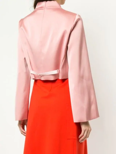 Shop Tibi Funnel Neck Blouse In Pink