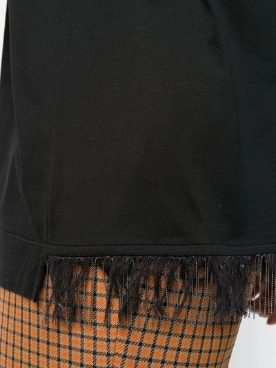 Shop Fabiana Filippi Fringed Short-sleeve Top In Black