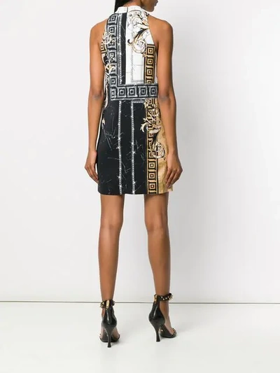 Shop Versace Marble Baroque Print Dress In Black