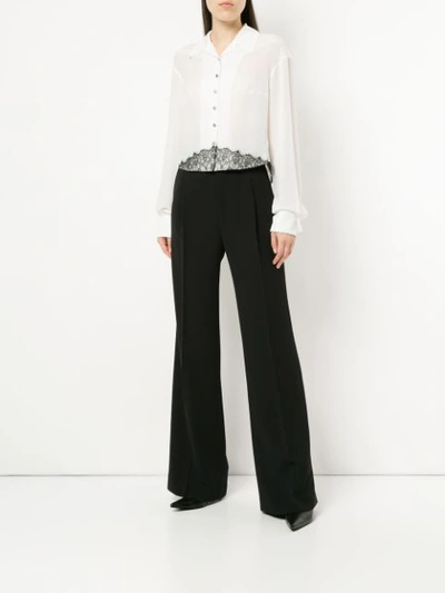 Shop Olivier Theyskens Cropped Lace Detail Shirt - White